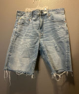 American Eagle Airflex+ Womens Denim Shorts Size 34 Light Wash Distressed Cutoff Photo 0