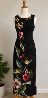 Paradise Bay I Made in Hawaii Sleeveless Maxi Dress I Tropical Floral Print Photo 0