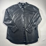 Abercrombie & Fitch Oversized Black Vegan Faux Leather Shirt Jacket Womens Large Photo 0