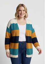Umgee USA Women Large Striped Chenille Chunky Knit Open Front Cardigan‎ Sweater Photo 0