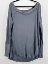 Free People We The Free Small Gray Arlo Thermal‎ Waffle Knit Oversized OB1169470 Photo 0