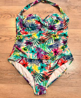 Catalina Swim Size 16-18 XLarge Tropical Floral Print Halter One Piece Swimsuit‎ Photo 0