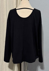 Members Mark Black Long Sleeve Active Tee Women's Size L Open Back‎ Detail Photo 0
