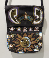 Rhetta Stelling hand painted purse celestial Sun Moon Star‎ Flap Crossbody Bag Photo 0