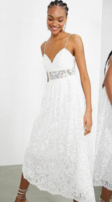 NWT ASOS Bridal EDITION Hope lace cami midi wedding dress in ivory size 8 Photo 0
