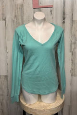 PINK Victoria’s Secret Teal Long Sleeve V-Neck Sleep Top Women’s Size L Photo 0