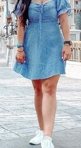 SHEIN Blue Polka Dot Mini Skirt Photo 0