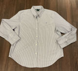 Lauren Ralph Lauren Pinstripe Button Down Shirt Blue White Non-Iron XL Logo Photo 0