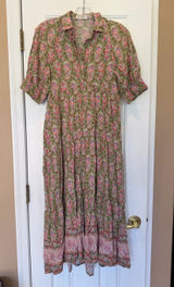 Natural Life Long Maxi Floral Cottage Core Dress XS Prairie Feminine Short Sleev Photo 0