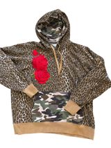 Ariat x Rodeo Quincy Hoodie XL Leopard Print Camo & Embroidered Rose Logo Sleeve Photo 0