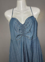 Wayf Dress Womens Medium Blue Striped Sweetheart Smocked Maxi Sundress Boho Photo 0