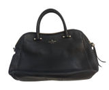 Kate Spade Black Pebbled Leather Satchel Handbag Gold Hardware Striped Lining Photo 0