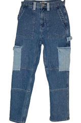 PacSun Two-Tone Patchwork 90s Pants Baggy Cargo Skate Carpenter High Rise 24" Photo 0