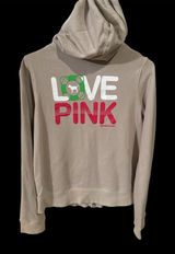 vintage Victoria secret Pink Graphic Sweatshirt beige dog logo m hoodie zip up Photo 0
