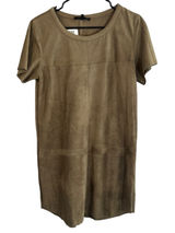 Olivaceous Light Brown Faux Suede Short Sleeve Shirt Dress Women Sz M Photo 0