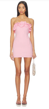 More To Come Revolve Pink Strapless Ruffle Mini Dress Photo 0