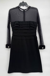 Night Way Collections Black Mesh Sleeve Tiered Bodice Dress Photo 0