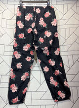Victoria's‎ Secret Pajama Pants Large Black Pink Rose Floral Logo Waistband Photo 0
