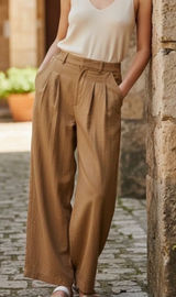 Anthropologie Maeve Pleat Front Trousers Women's Size XS Tan‎ Quiet Luxury Photo 0