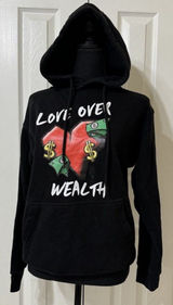 VTG Y2K Love Over Wealth Collection Hoodie Love Heart VS old Money‎ Dollar USA S Photo 0