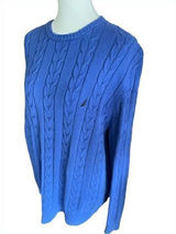 Nautica Cable knit Crewneck Sweater Royal Blue Large Photo 0