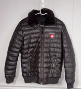 Woman’s Switzerland Patches Puffer Jacket Faux Fur Collar Medium Winter Warm Photo 0