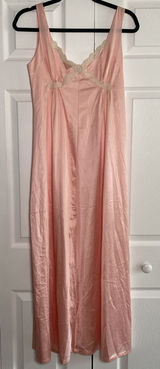 Mistee Vintage Nightgown Lingerie Womens Pink Lace Empire Waist Nylon USA Size M Photo 0