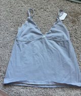 Brandy Melville Striped Cami Top Blue White Scallop Bow Coquette Y2K Tank Photo 0