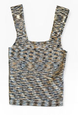 Abercrombie & Fitch Ribbed Knit Tank Top Brown Blue Square Neck Medium‎ Y2K Boho Photo 0