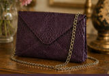 Jessica McClintock Purse Envelope Purple Formal Casual Chain Clutch Y2K Vintage Photo 0