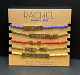 New RACHEL Rachel Roy Gold Tone 5 Piece Inspirational Bead Stretch Bracelet Set Photo 0