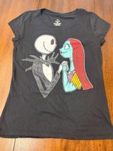 Disney Nightmare Before Christmas Jack Sally Black Graphic T-Shirt Small S Photo 0