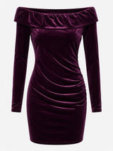 Calvin Klein 12 Burgundy Velvet Off Shoulder Sheath Dress Whimsigoth Evening Photo 0