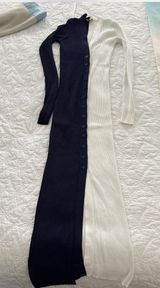 Staud white and blue long sleeve knit midi dress. Worn once. Size small. Photo 0