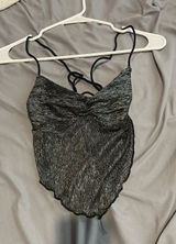 Silver and Black backless sheer top Gray Size XS Photo 0