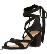 Sam Edelman Sheri Black Suede Lace Up Block Herls Photo 0