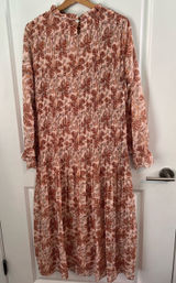 Pink Lily Floral Maxi Dress Pleated Front Wedding Guest Photo 0