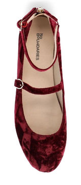 No Boundaries Burgundy Velvet Mary Jane Flats size 8 new Photo 0