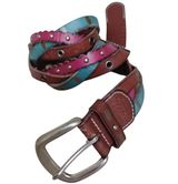 Fossil Leather Braided StuddedTricolor Boho Western Belt Size 32-36 Photo 0