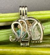 925 Sterling Silver Cage Elephant Pendant with Beads 6g. Photo 0