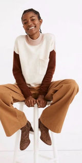 Madewell Wool Redmond Mockneck Pocket Sweater in Colorblock Photo 0