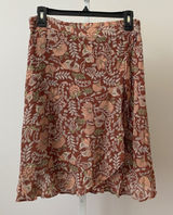 By Anthropologie Boho Relaxed Floral Paisley Faux Wrap Skirt S Rust Photo 0