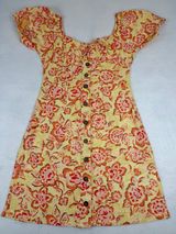 Billabong Wrangler Floral Mini Dress XS Yellow Orange Cottagecore‎ NWT Photo 0
