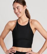 Old Navy Active Go-Dry Black Strappy Back Longline Sports Bra Tank Medium Photo 0