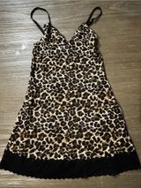 Vintage Victoria's Secret Leopard Print Slip with Black Trim Photo 0
