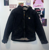 Carhartt Black Hooded Sherpa-Lined Field Jacket Photo 0