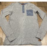 7 For All Mankind Gray Waffle Knit Henley Long Sleeve Shirt Sz S indie grunge Photo 0
