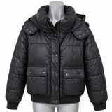 Abercrombie & Fitch Black Puffer Jacket Detachable Hood Water Resistant Medium Photo 0