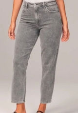 Abercrombie & Fitch The Mom High Rise Jeans 26 (2s) Gray Acid Wash 90s Grunge Photo 0