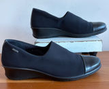 ECCO Gore-Tex Black Wedge Loafers Leather Cap Toe Slip On Shoes Womens‎ 38 Photo 0